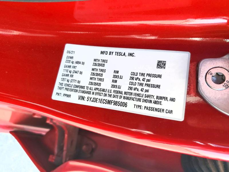 Aukcja sprzedaży 2021 Tesla Model 3, vin: 5YJ3E1EC5MF985006, numer aukcji: 63421726