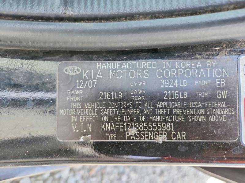 65038366 :رقم المزاد ، KNAFE121385555981 vin ، 2008 Kia Spectra مزاد بيع