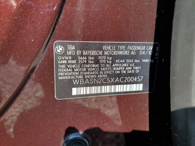 Продаж на аукціоні авто 2010 Bmw 535, vin: WBASN2C5XAC200457, номер лоту: 66435516