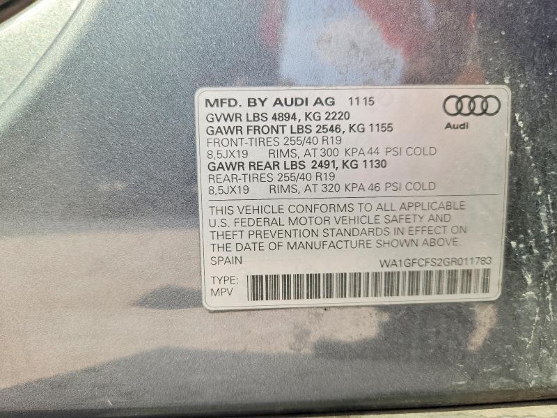 Aukcja sprzedaży 2016 Audi Q3, vin: WA1GFCFS2GR011783, numer aukcji: 66265996