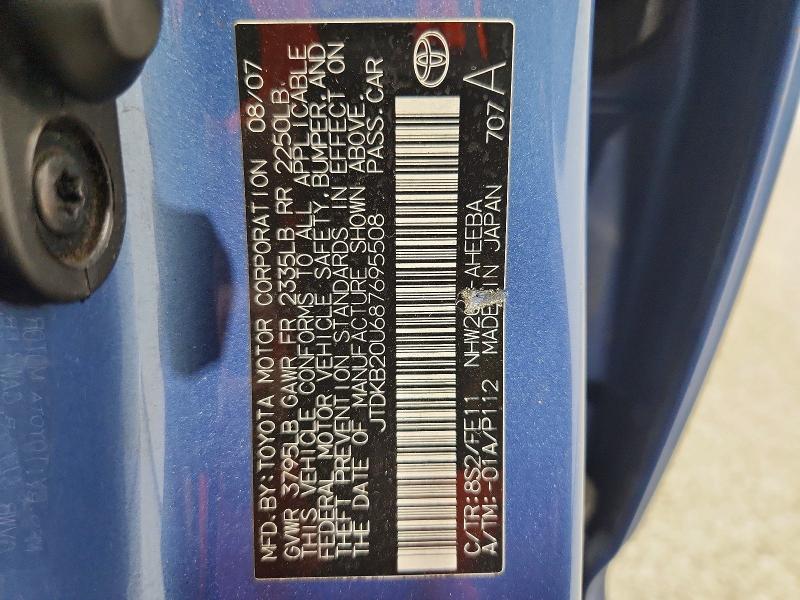 2008 Toyota Prius მანქანა იყიდება აუქციონზე, vin: JTDKB20U687695508, აუქციონის ნომერი: 63543366