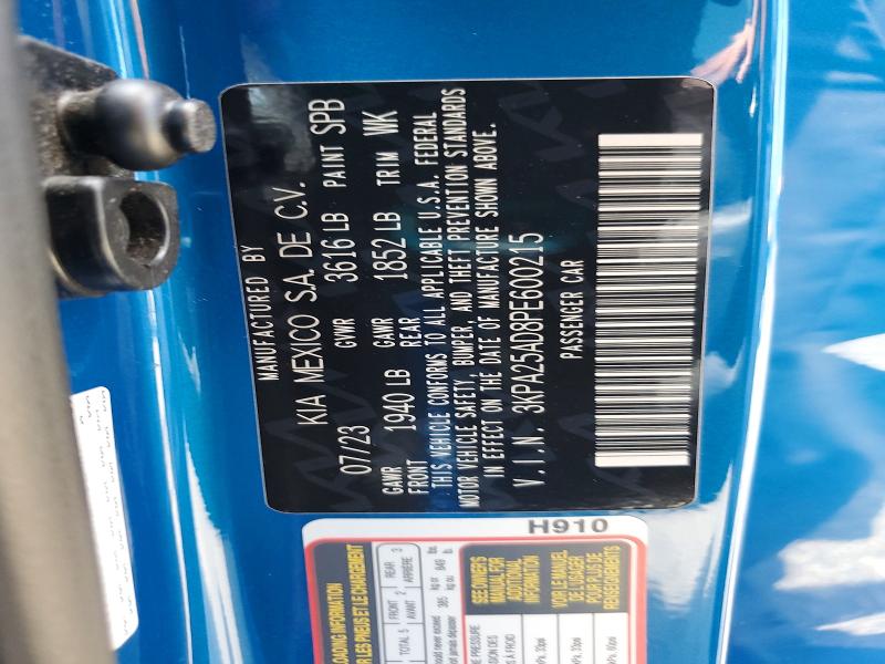 2023 Kia Rio მანქანა იყიდება აუქციონზე, vin: 3KPA25AD8PE600215, აუქციონის ნომერი: 65650596