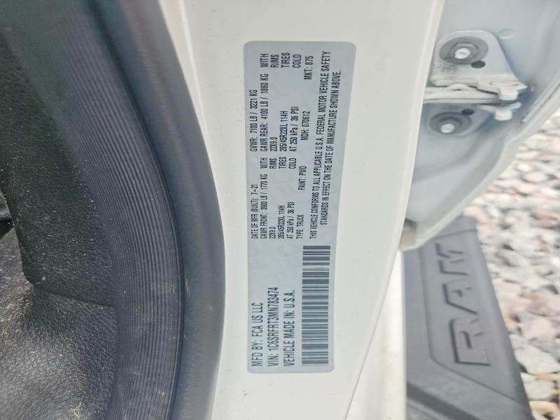 2021 Ram 1500 მანქანა იყიდება აუქციონზე, vin: 1C6SRFRT3MN783474, აუქციონის ნომერი: 63925926