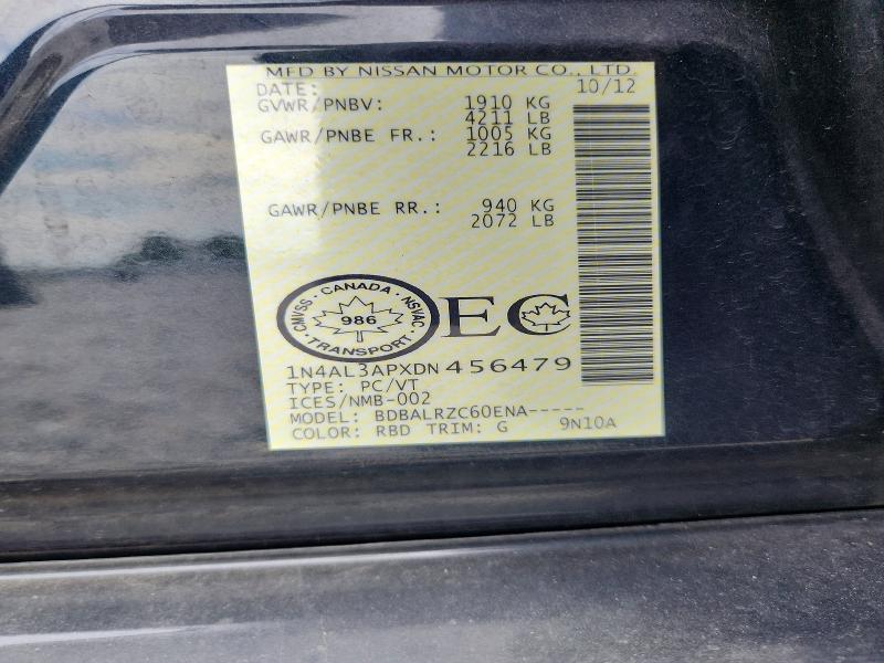 64801316 :رقم المزاد ، 1N4AL3APXDN456479 vin ، 2013 Nissan Altima مزاد بيع