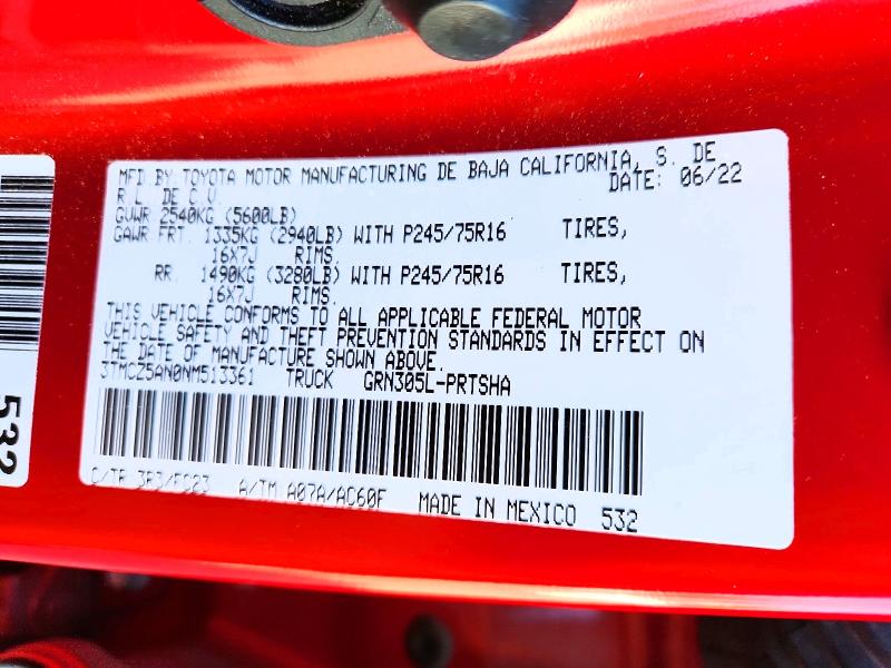 66424406 :رقم المزاد ، 3TMCZ5AN0NM513361 vin ، 2022 Toyota Tacoma مزاد بيع