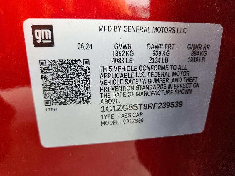 Aukcja sprzedaży 2024 Chevrolet Malibu, vin: 1G1ZG5ST9RF239539, numer aukcji: 66231516