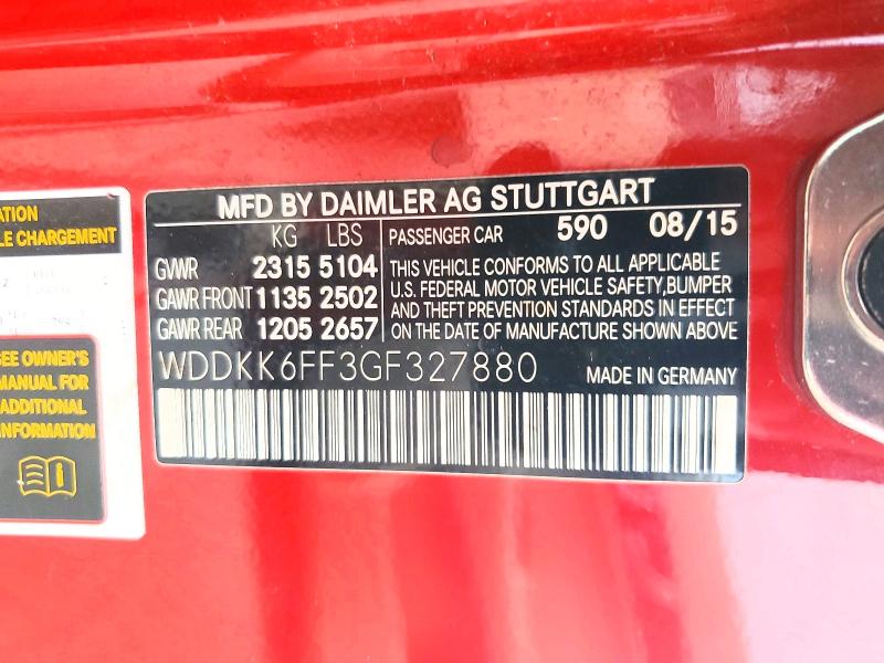66356366 :رقم المزاد ، WDDKK6FF3GF327880 vin ، 2016 Mercedes-benz E مزاد بيع