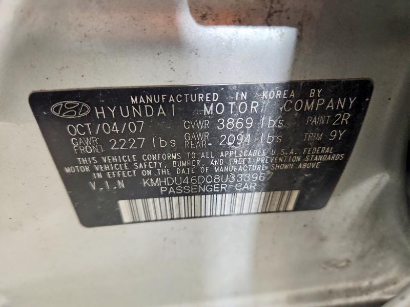 Продаж на аукціоні авто 2008 Hyundai Elantra, vin: KMHDU46D08U333967, номер лоту: 63786876