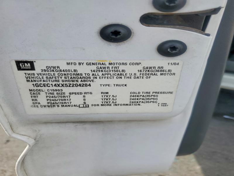 2005 Chevrolet Silverado მანქანა იყიდება აუქციონზე, vin: 1GCEC14XX5Z204284, აუქციონის ნომერი: 65688166