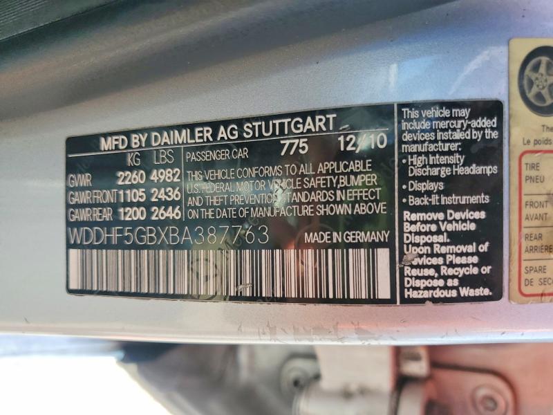Продаж на аукціоні авто 2011 Mercedes-benz E, vin: WDDHF5GBXBA387763, номер лоту: 65125586