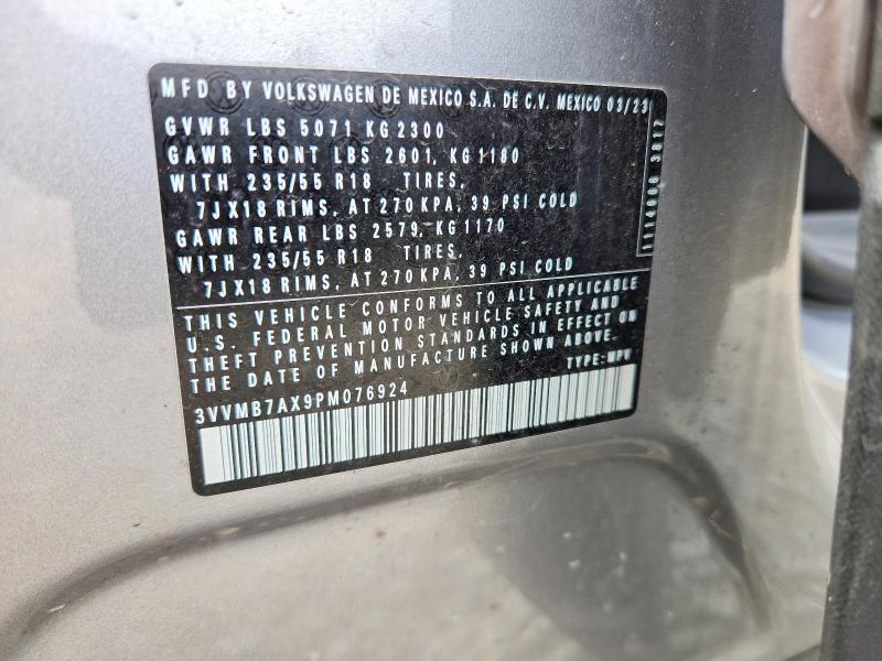 66015896 :رقم المزاد ، 3VVMB7AX9PM076924 vin ، 2023 Volkswagen Tiguan مزاد بيع