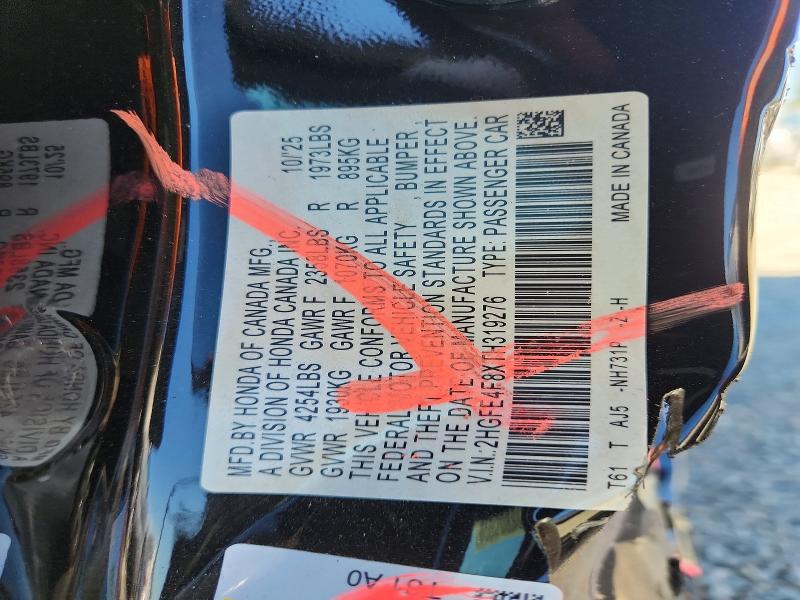 65520886 :رقم المزاد ، 2HGFE4F8XTH319276 vin ، 2026 Honda Civic مزاد بيع