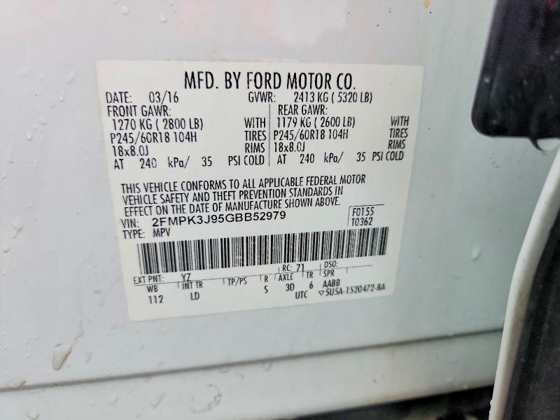 Aukcja sprzedaży 2016 Ford Edge, vin: 2FMPK3J95GBB52979, numer aukcji: 63649486