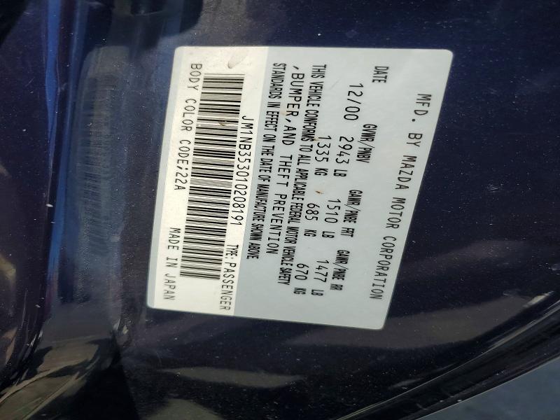 Aukcja sprzedaży 2001 Mazda Mx-5 Miata, vin: JM1NB353010208191, numer aukcji: 66433936
