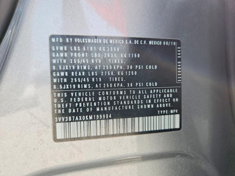 Aukcja sprzedaży 2019 Volkswagen Tiguan, vin: 3VV3B7AX0KM199984, numer aukcji: 64084796