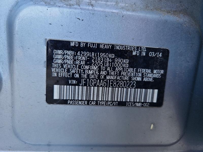Aukcja sprzedaży 2014 Subaru Impreza, vin: JF1GPAA61E8280223, numer aukcji: 64300086
