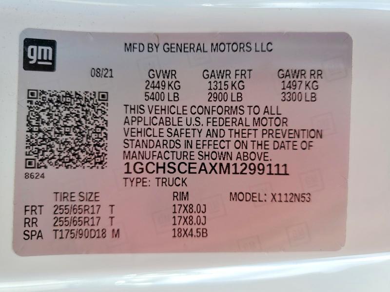 2021 Chevrolet Colorado მანქანა იყიდება აუქციონზე, vin: 1GCHSCEAXM1299111, აუქციონის ნომერი: 63820386