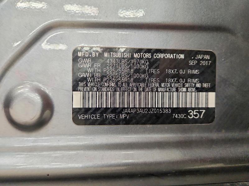 2018 Mitsubishi Outlander Sport მანქანა იყიდება აუქციონზე, vin: JA4AP3AU2JZ015383, აუქციონის ნომერი: 64712036