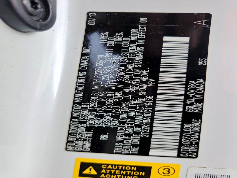 2013 Lexus Rx მანქანა იყიდება აუქციონზე, vin: 2T2ZK1BA1DC116456, აუქციონის ნომერი: 66767336