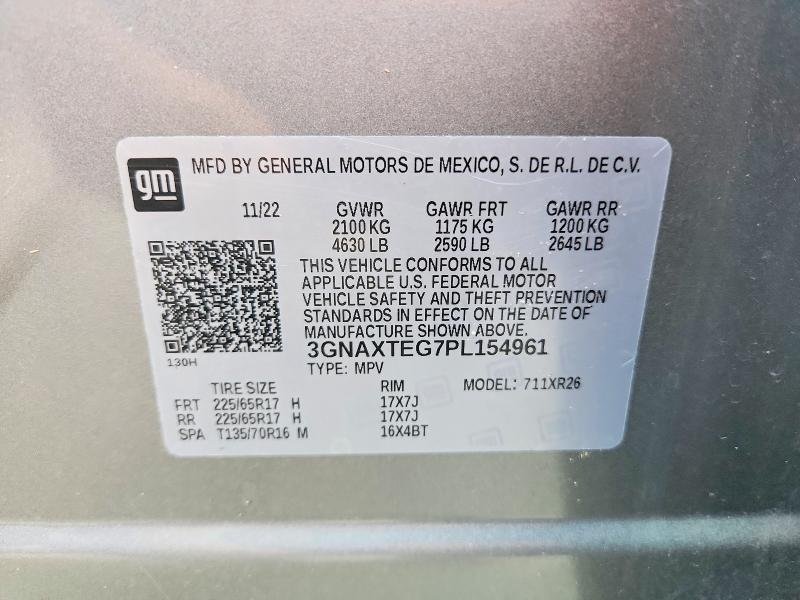 Продажа на аукционе авто 2023 Chevrolet Equinox, vin: 3GNAXTEG7PL154961, номер лота: 63261036