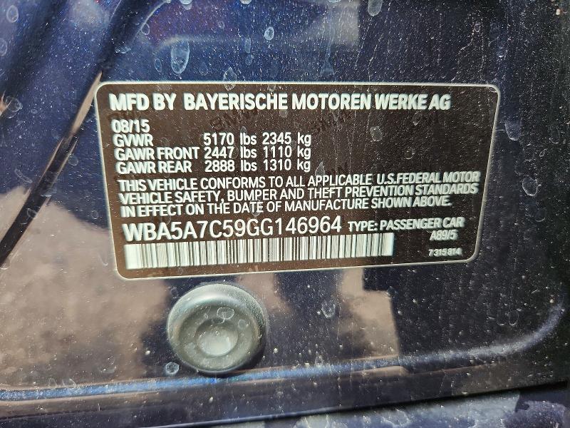 Aukcja sprzedaży 2016 Bmw 528, vin: WBA5A7C59GG146964, numer aukcji: 64733806