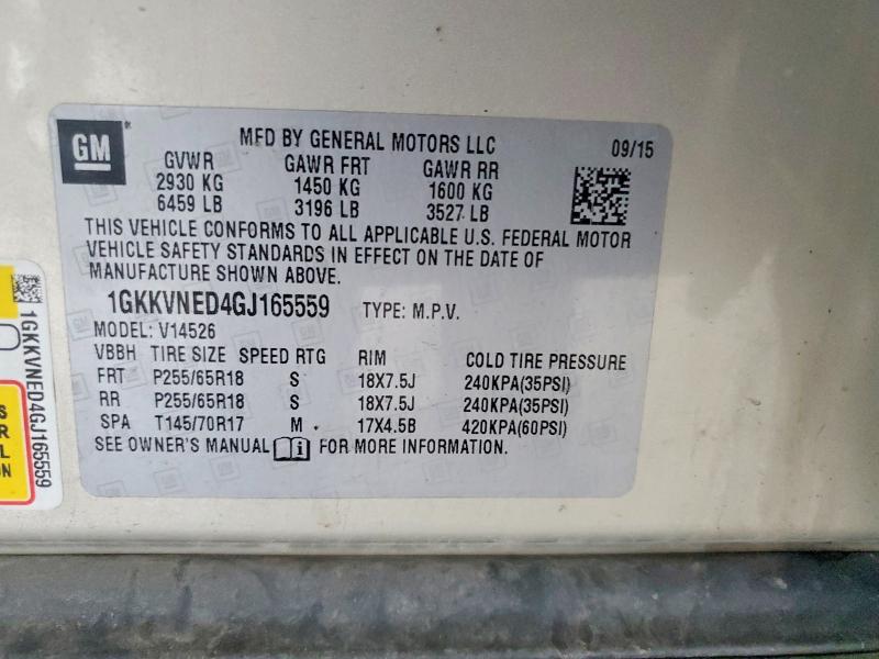Aukcja sprzedaży 2016 Gmc Acadia, vin: 1GKKVNED4GJ165559, numer aukcji: 66798906