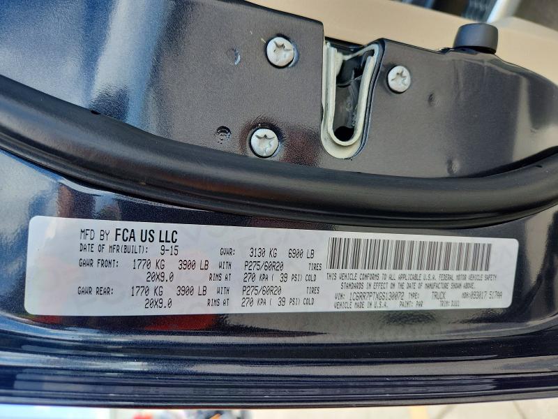 2016 Ram 1500 მანქანა იყიდება აუქციონზე, vin: 1C6RR7PTXGS130072, აუქციონის ნომერი: 65104766