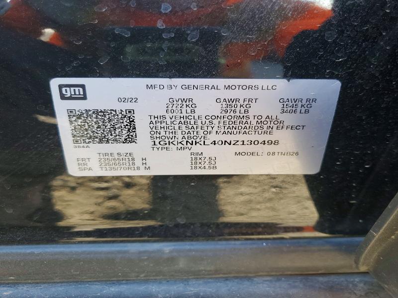 2022 Gmc Acadia მანქანა იყიდება აუქციონზე, vin: 1GKKNKL40NZ130498, აუქციონის ნომერი: 63714526