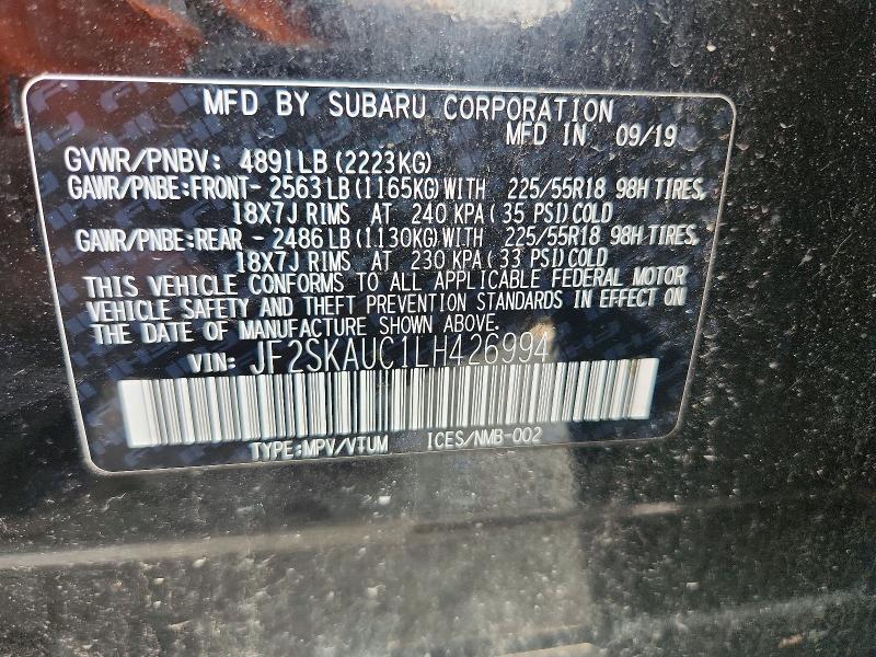 Продажа на аукционе авто 2020 Subaru Forester, vin: JF2SKAUC1LH426994, номер лота: 66423876