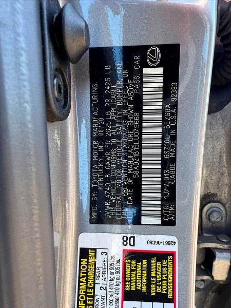 Продажа на аукционе авто 2020 Lexus Es, vin: 58ADZ1B15LU079668, номер лота: 65145196