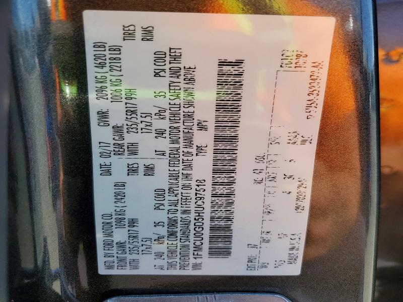 Aukcja sprzedaży 2017 Ford Escape, vin: 1FMCU0GD5HUC97518, numer aukcji: 65180576