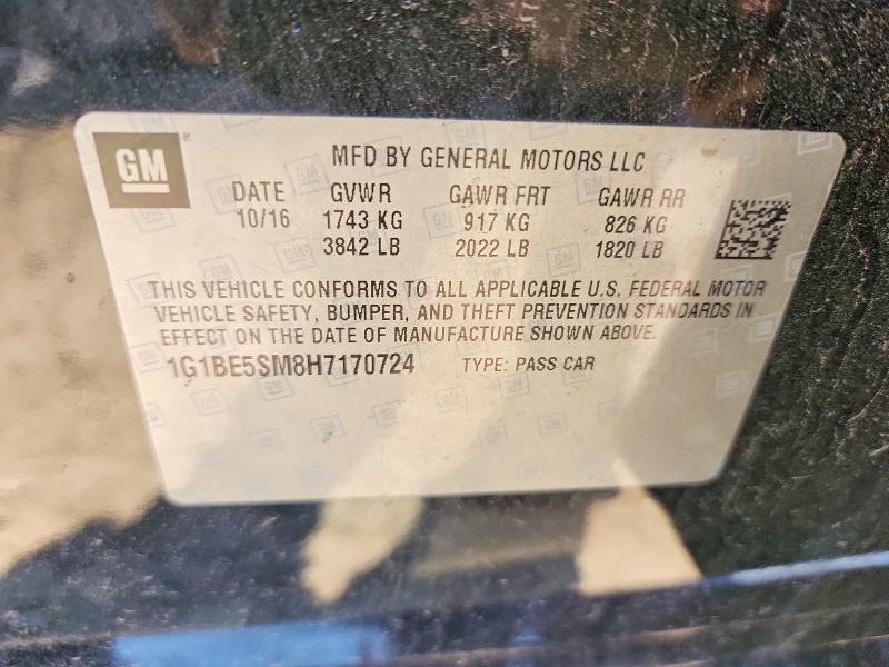 2017 Chevrolet Cruze მანქანა იყიდება აუქციონზე, vin: 1G1BE5SM8H7170724, აუქციონის ნომერი: 63227076