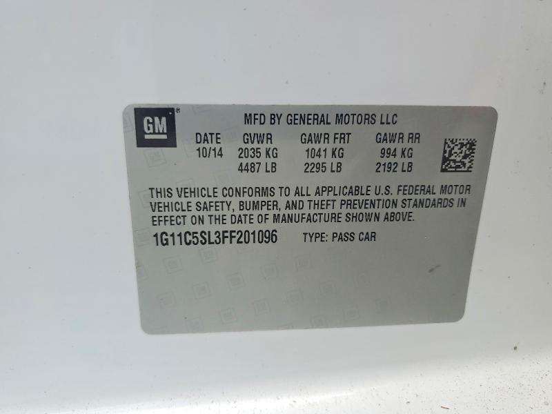59117806 :رقم المزاد ، 1G11C5SL3FF201096 vin ، 2015 Chevrolet Malibu مزاد بيع