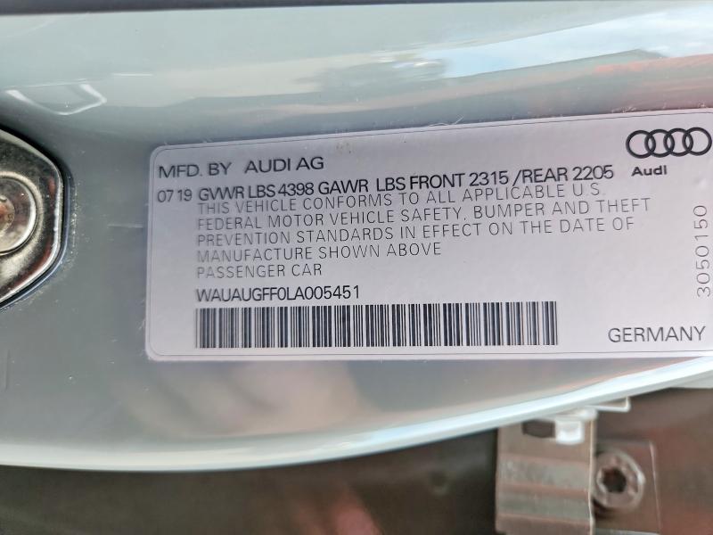 Aukcja sprzedaży 2020 Audi A3, vin: WAUAUGFF0LA005451, numer aukcji: 66233746