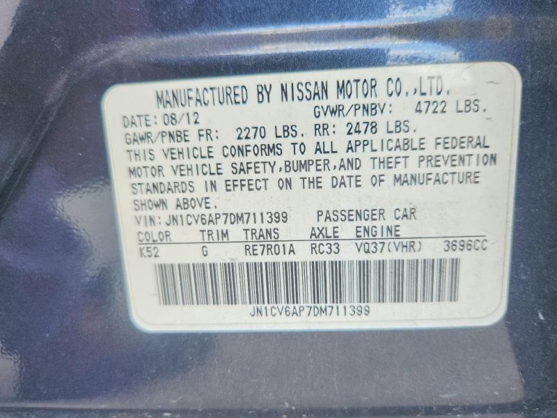64259516 :رقم المزاد ، JN1CV6AP7DM711399 vin ، 2013 Infiniti G37 Sedan مزاد بيع