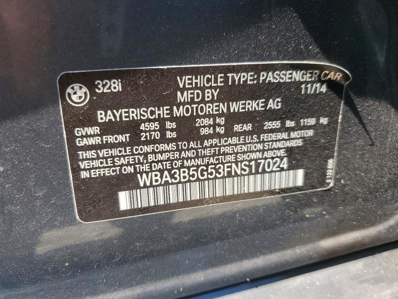Продажа на аукционе авто 2015 Bmw 328, vin: WBA3B5G53FNS17024, номер лота: 67093506