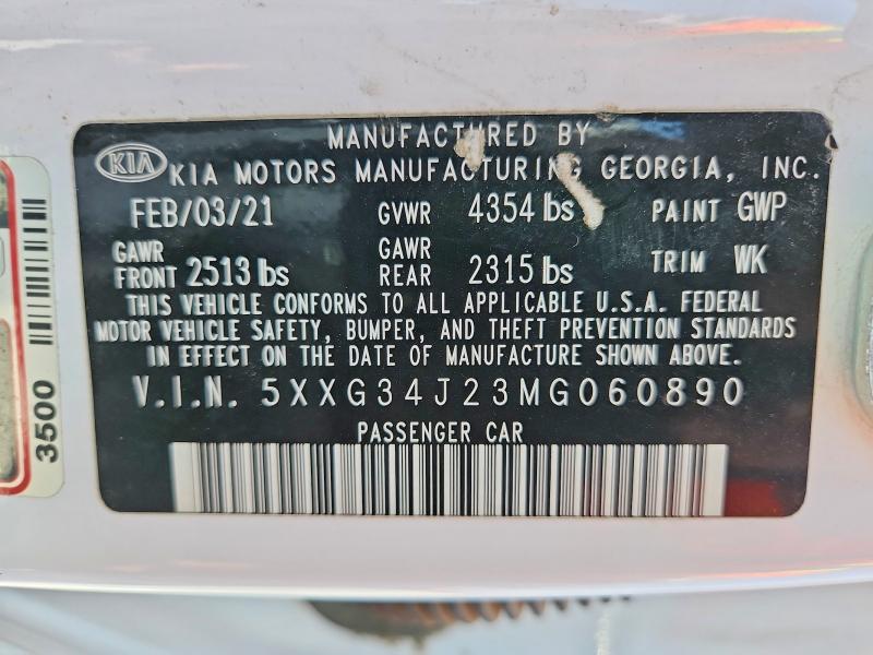 Продаж на аукціоні авто 2021 Kia K5, vin: 5XXG34J23MG060890, номер лоту: 64482516