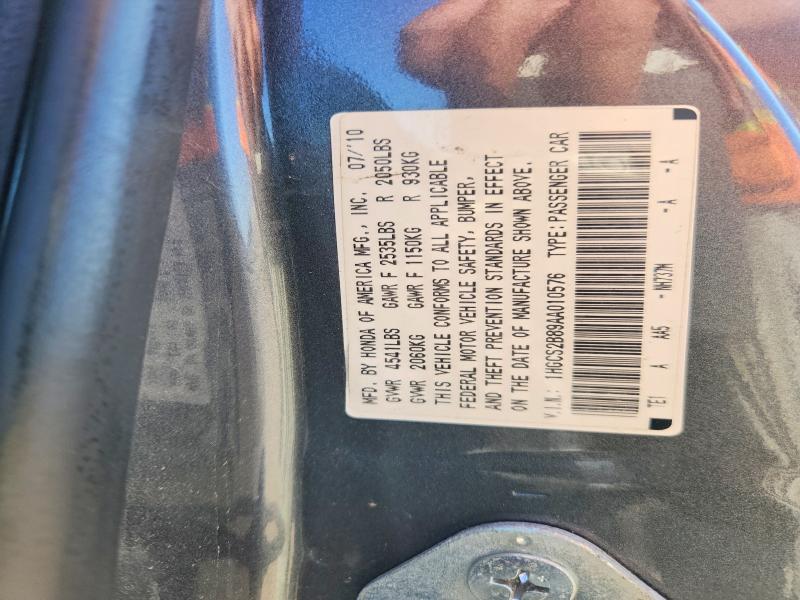 67008586 :رقم المزاد ، 1HGCS2B89AA010576 vin ، 2010 Honda Accord مزاد بيع