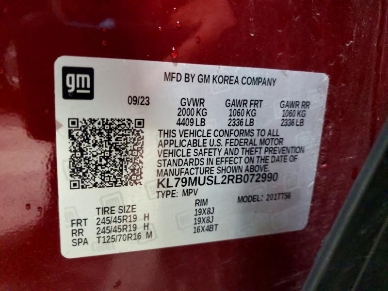 64421366 :رقم المزاد ، KL79MUSL2RB072990 vin ، 2024 Chevrolet Trailblazer مزاد بيع