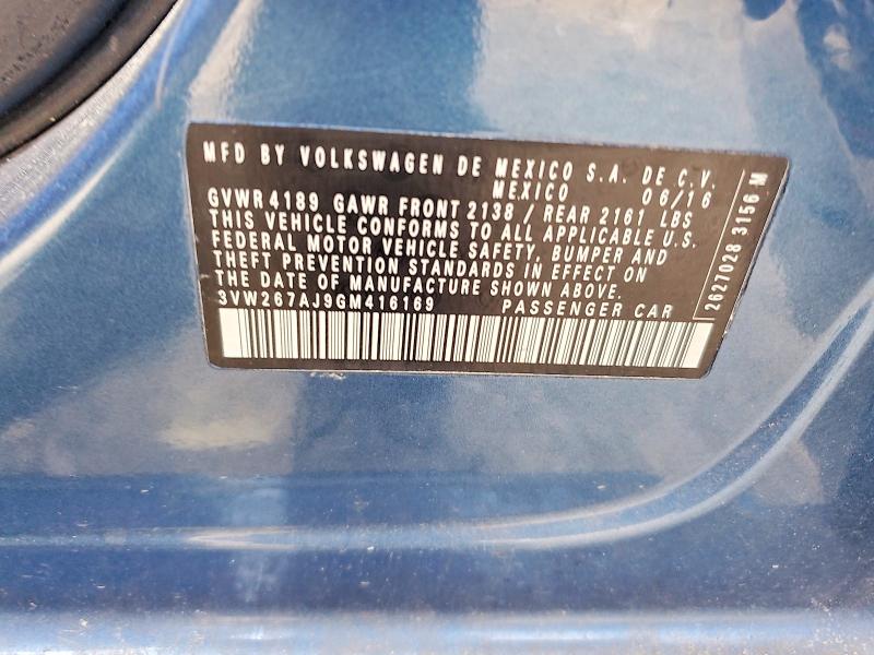63804136 :رقم المزاد ، 3VW267AJ9GM416169 vin ، 2016 Volkswagen Jetta مزاد بيع