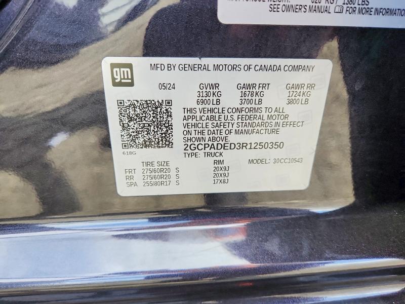 Продаж на аукціоні авто 2024 Chevrolet Silverado, vin: 2GCPADED3R1250350, номер лоту: 66276296
