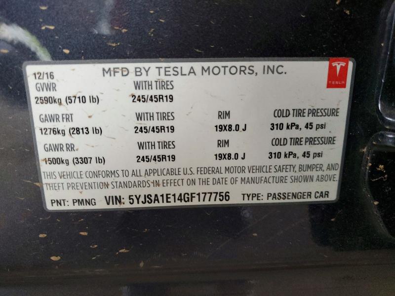 Aukcja sprzedaży 2016 Tesla Model S, vin: 5YJSA1E14GF177756, numer aukcji: 63005516