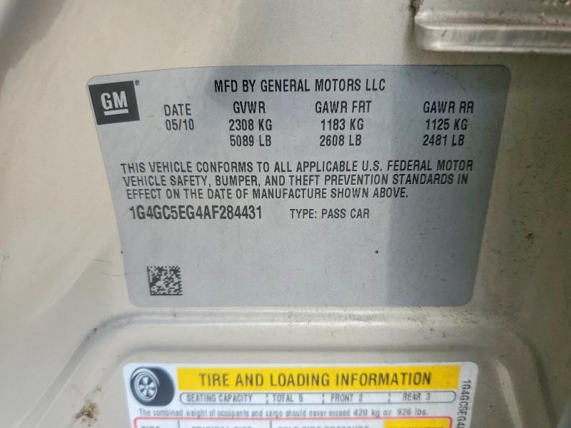 Aukcja sprzedaży 2010 Buick Lacrosse, vin: 1G4GC5EG4AF284431, numer aukcji: 66469296