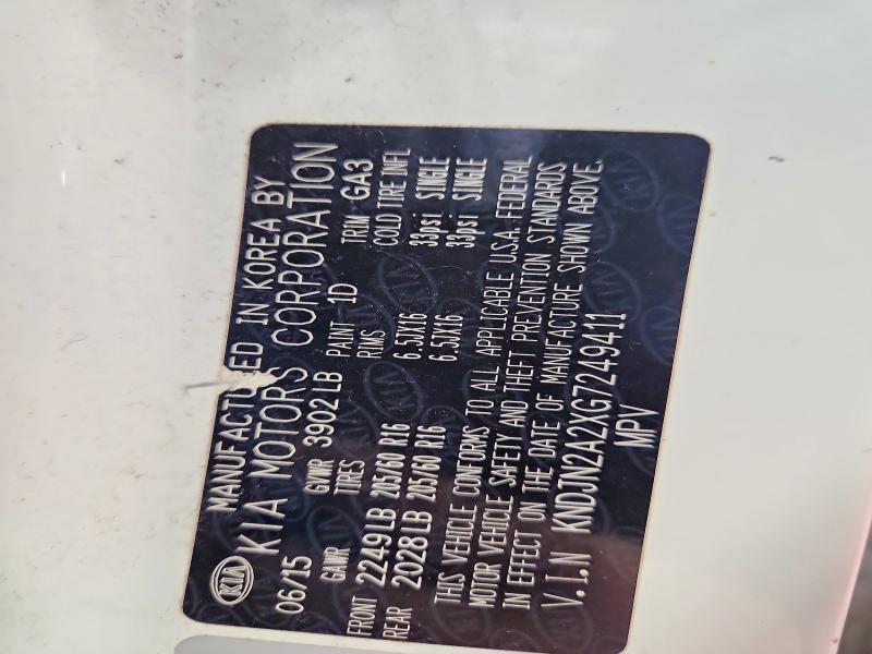 Aukcja sprzedaży 2016 Kia Soul, vin: KNDJN2A2XG7249411, numer aukcji: 62585986