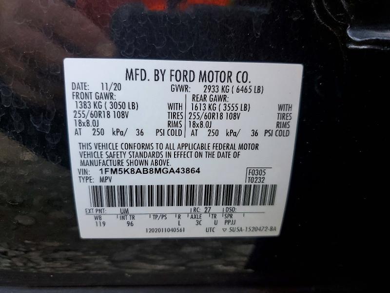 Aukcja sprzedaży 2021 Ford Explorer, vin: 1FM5K8AB8MGA43864, numer aukcji: 59161626