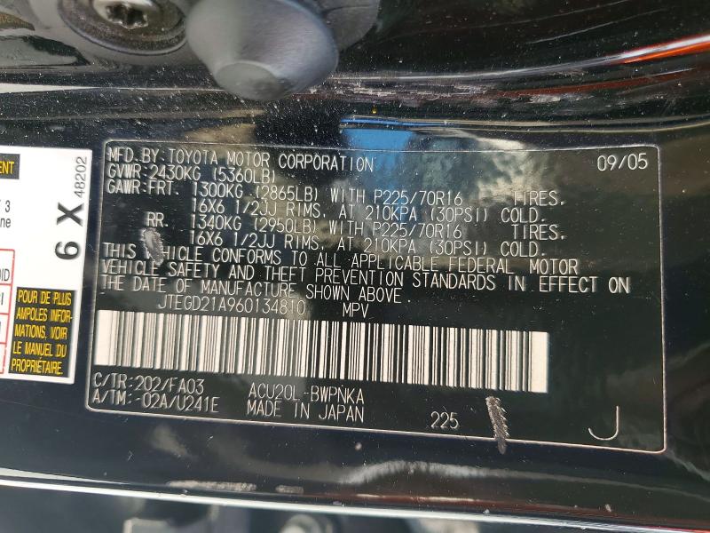 Aukcja sprzedaży 2006 Toyota Highlander, vin: JTEGD21A960134810, numer aukcji: 65213306