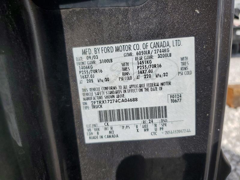 Продаж на аукціоні авто 2004 Ford F-150 Heritage, vin: 2FTRX17274CA04688, номер лоту: 63768226