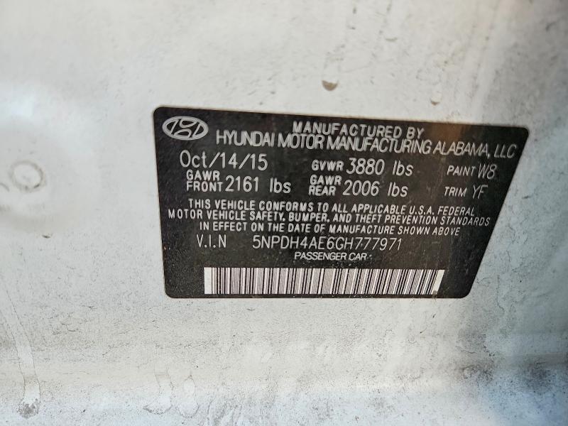 Продаж на аукціоні авто 2016 Hyundai Elantra, vin: 5NPDH4AE6GH777971, номер лоту: 63504986