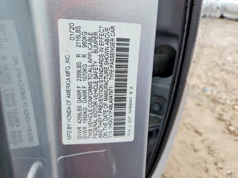 Aukcja sprzedaży 2020 Honda Accord, vin: 1HGCV1F48LA047971, numer aukcji: 64724166