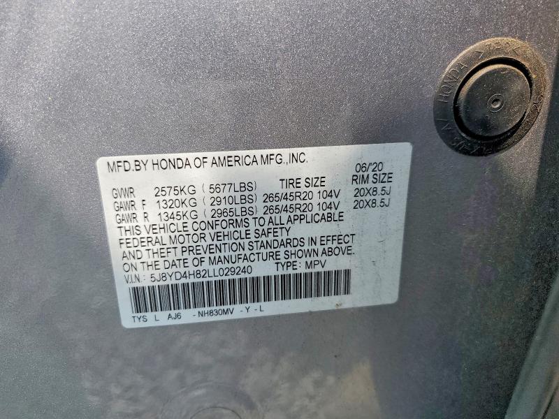 Auction sale of the 2020 Acura Mdx, vin: 5J8YD4H82LL029240, lot number: 66474056